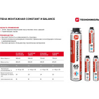 Монтажная профессиональная пена Технониколь 65 CONSTANT всесезонная TN528371