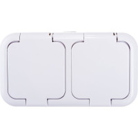 Розетка Bylectrica 2-местная ОУ с заз.конт. IP44 серия Прочие изделия, белый, РА10-213