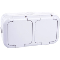 Розетка Bylectrica 2-местная ОУ с заз.конт. IP44 серия Прочие изделия, белый, РА10-213