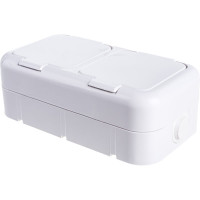 Розетка Bylectrica 2-местная ОУ с заз.конт. IP44 серия Прочие изделия, белый, РА10-213