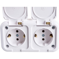 Розетка Bylectrica 2-местная ОУ с заз.конт. IP44 серия Прочие изделия, белый, РА10-213