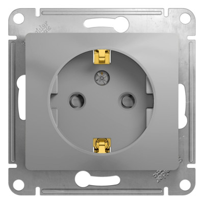 Розетка Systeme Electric Glossa Алюминий с заземлением со шторками GSL000345