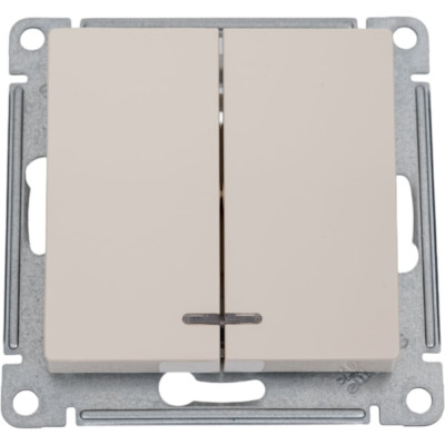 2-клавишный выключатель Systeme Electric AtlasDesign Бежевый с подсветкой, сх.5а, 10АХ ATN000253
