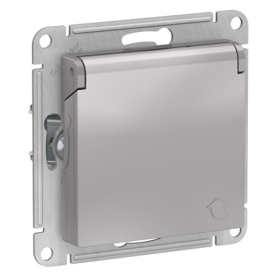 Розетка Systeme Electric AtlasDesign Алюминий с заземлением, со шторками, 16А ATN000346