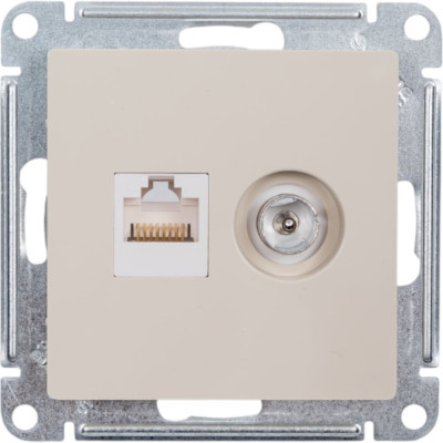 Розетка 2-ая ТВ + компьютерная RJ45 Systeme Electric (Schneider Electric) Atlasdesign бежевый кат. 5Е ATN000289