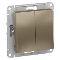 2-клавишный переключатель Systeme Electric AtlasDesign Шампань сх.6, 10АХ ATN000565