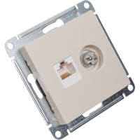Розетка 2-ая ТВ + компьютерная RJ45 Systeme Electric (Schneider Electric) Atlasdesign бежевый кат. 5Е ATN000289