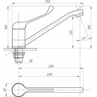 Локтевой хирургический смеситель для раковины Профсан ПСМ тип См-УмЛЦБА, См-МЛЦБА PSM-425-055