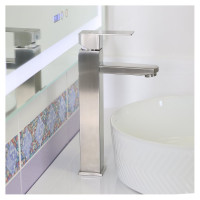 Смеситель для умывальника MELANA нерж.сталь, однорычажный, сатин, литой излив 6110