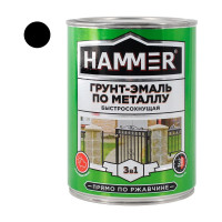 Грунт-эмаль по металлу HAMMER 3в1 б/с черная 0,9 кг ЭК000116572