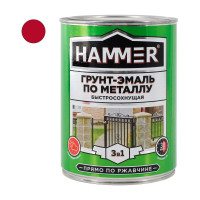 Грунт-эмаль по металлу HAMMER 3в1 б/с красная 0,9 кг ЭК000116571