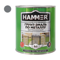 Грунт-эмаль по металлу HAMMER 3в1 б/с серая 2,7 кг ЭК000125866