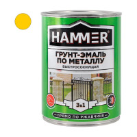 Грунт-эмаль по металлу HAMMER 3в1 б/с желтая 0,9 кг ЭК000116562