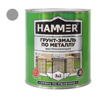 Грунт-эмаль по металлу HAMMER 3в1 б/с св.-серая 2,7 кг ЭК000125868