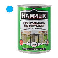 Грунт-эмаль по металлу HAMMER 3в1 б/с голубая 0,9 кг ЭК000116558