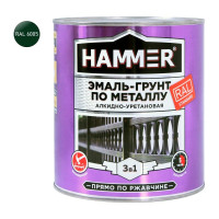 Эмаль-грунт по металлу HAMMER 3в1 АУ п/гл RAL 6005 зеленый мох 2,7 кг ЭК000133635