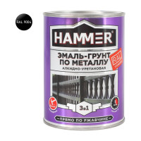 Эмаль-грунт по металлу HAMMER 3в1 АУ п/гл RAL 9004 сигнал. черный 0,9 кг ЭК000133625