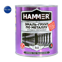 Эмаль-грунт по металлу HAMMER 3в1 АУ п/гл RAL 5005 сигнал. синий 2,7 кг ЭК000133629