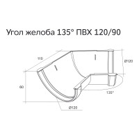 Угол желоба GrandLine 135 градусов, универсальный, ПВХ, шоколадный RAL 8017 223418