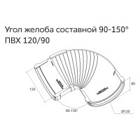 Угол желоба GrandLine составной, 90-150 градусов, ПВХ, шоколадный RAL 8017 236238