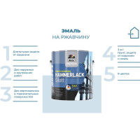 Эмаль на ржавчину Dufa DufaPremium HAMMERLACK гладкая, RAL-7040 серый 2,5 л МП00-004924