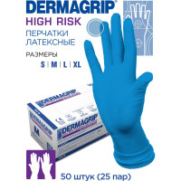 Латексные перчатки DERMAGRIP HIGH RISK 50 штук, размер M CT0000000686