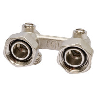 Угловой узел Uni-Fitt НВ 3/4"ЕК х 3/4"ЕК радиаторный, со встроенными кранами, 2-трубная система 193N3300