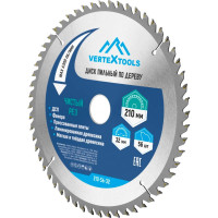 Диск пильный по дереву (210х32-30 мм; 56 зубов) Vertextools 210-56-32