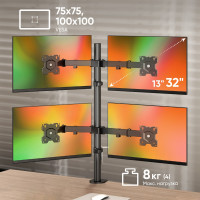 Настольный кронштейн для четырех мониторов 13-32 дюймов ONKRON Black D421E