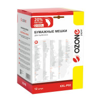 Мешки-пылесборники бумажные 12 шт + 2 микрофильтра для пылесоса Ozone XXL-P02