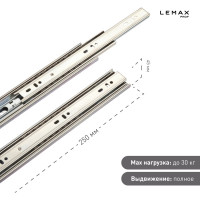 Шариковые направляющие Lemax prof полного выдвижения 45/250 мм, сталь DM45-250F