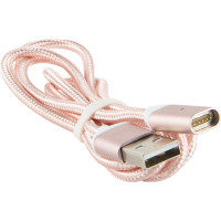 Дата-кабель Red Line Магнитный USB - micro USB, нейлоновая оплетка, розовый УТ000012858
