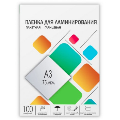 ГЕЛЕОС Пленка-заготовка A3, 303х426мм, 75 мкм, глянцевая 100шт, для ламинирования LPA3-75