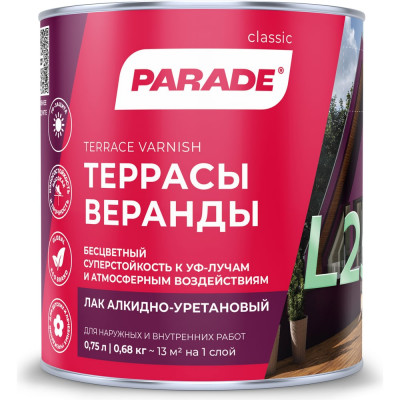 Алкидно-уретановый лак PARADE L25 Террасы & Веранды 90003467416