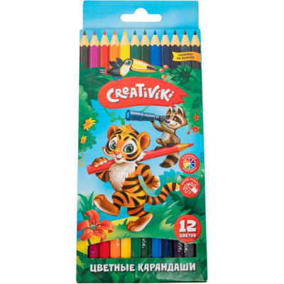 Creativiki Набор цветн.каранд 12 цв. шестигранные дерев. КЦ12КР