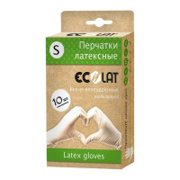 Неопудренные латексные перчатки EcoLat белые, 10 шт./уп., размер S 12020/S
