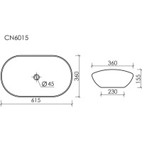 Умывальник чаша Ceramicanova Element накладная, овальная 620х360х145 мм CN6015