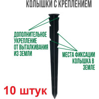 Садовый колышек для пластиковых бордюров ГеоПластБорд 240 мм, 10 шт, черный k240mm.10