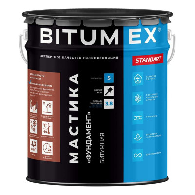 Мастика битумная BITUMEX Фундамент ведро 5кг МБ-007