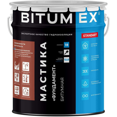 Мастика битумная BITUMEX Фундамент ведро 18кг МБ-009