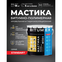 Мастика битумно-полимерная кровельная и гидроизоляционная BITUMEX ведро 18кг МБП-025
