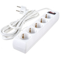 Сетевой фильтр ExeGate SP-5-3W 5 евро с заземлением, 3м, выключатель с подсветкой, белый 221187