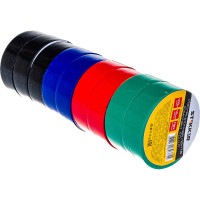 Изоляционная лента STEKKER 0,13x19 мм, 100 м, комплект 10 штук, мультиколор INTP01319-100 39290