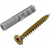 Набор для крепления ВИРТУОЗ дюбель 5х25, шуруп 3,5х30 потайная головка, желтый цинк, 20 шт. 00323