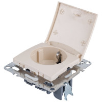 1-местная розетка STEKKER Эрна с заземлением с крышкой, механизм, 250В, 16А, с защитной шторкой, слоновая кость PST16-9112-02 39330