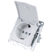 1-местная розетка STEKKER с заземлением с крышкой, механизм, 250В,16А, серия Эрна, белый PST16-9112-01 39319