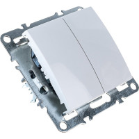 2-клавишный выключатель STEKKER механизм, 250В, 10А, серия Эрна, белый PSW10-9104-01 39312