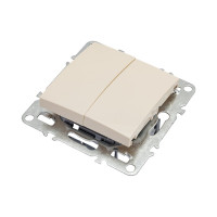 2-клавишный выключатель STEKKER механизм PSW10-9104-02, 250В, 10А, серия Эрна, слоновая кость 39323
