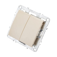 2-клавишный выключатель STEKKER механизм PSW10-9104-02, 250В, 10А, серия Эрна, слоновая кость 39323