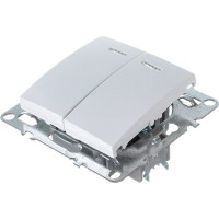 2-клавишный выключатель STEKKER с индикатором, механизм, 250В, 10А, серия Эрна белый PSW10-9102-01 39310